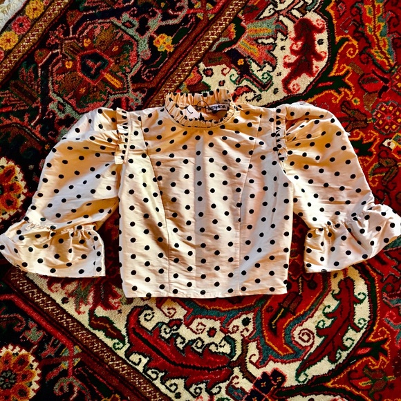 NEW Batsheva Beige Silk Crop Top - Picture 7 of 10